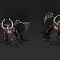 Dark Fantasy Game and Movie Character With Curved Horns Bat Wings and Tattered Robe
