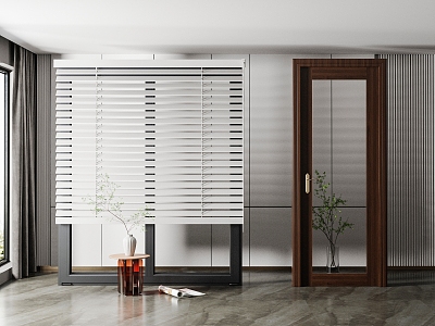 Modern venetian blinds glass door combination 3d model