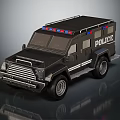 Black Armored Functional Police Vehicle With Red Blue Police Lights
