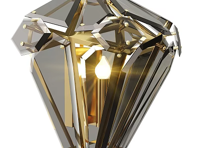 Modern Crystal Wall Lamp With Geometric Design And Gold Accent Lighting 3d model