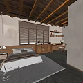 Homestay Guest Room With Wooden Stairs Cozy Sofa And Natural Rug Interior