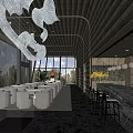 Modern Hotel Public Lounge Interior Design With Elegant Chandeliers Large Windows And Green Plants