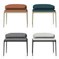 Contemporary Modern Upholstered Stools With Metal Legs And Colorful Patterned Cushions