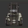 White Industrial Forklift With Large Tires And Metal Forks For Warehouse Operations