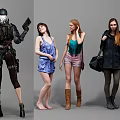Group of People in Diverse Outfits Including Tactical Gear Casual Dresses and Fashionable Coats