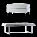 Burgundy Square And Brown Rectangular Leather Ottoman Benches With Metal Legs And Modern Design