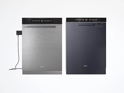 Modern Kitchen Dishwasher Appliances With Sleek Design Stainless Steel And Dark Finishes 3d model