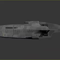 Futuristic Gray Spacecraft With Red Blue Lights And Aerodynamic Cosmic Design