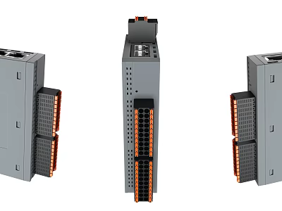 Gray Industrial Control Modules With Orange Interface Slots And Modular Design 3d model