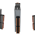 Gray Industrial Control Modules With Orange Interface Slots And Modular Design 3d model