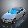 Silver BMW Sports Coupe Featuring Black Roof Red Rims And Sleek Sporty Design
