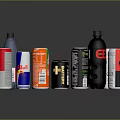 Various Energy Drink Cans And Bottles From Popular Brands On