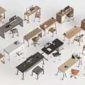 Desk Writing Desk and Chair Combination Office Desk and Chair Computer Desk 3d model