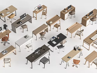 Desk Writing Desk and Chair Combination Office Desk and Chair Computer Desk 3d model