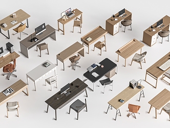 Desk Writing Desk and Chair Combination Office Desk and Chair Computer Desk 3d model