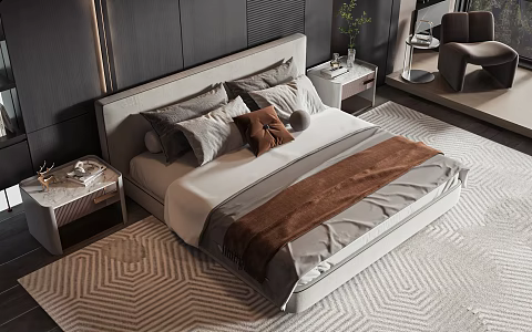 Modern style commodity bed 3d model
