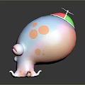 Cute 3D Cartoon Octopus Character With Blue Pink Body Orange Spots And Large Eyes