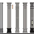 Various Design Architectural Stone Columns With Ornate Tops And Bases 3d model
