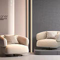 Stylish Beige Single Sofa with Cushion and Metal Base in Designer Interior