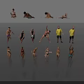 Group Of People Displaying Various Poses Standing Lying And Stretching Actions