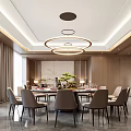 Banquet Hall Interior Design With Round Dining Table Circular Chandeliers And Chairs
