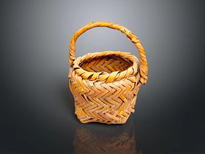 Practical Handwoven Wicker Basket With Sturdy Handle And Braided Texture For Daily Use 3d model