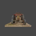 Old Red ENOR Utility Tractor with Large Tires on Dirt Ground