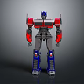 Transformers Robot Model Featuring Red Blue Gray Colors And Mechanical Standing Structure