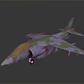 Camouflage Painted Fighter Jet Model With Yellow Canopy And Detailed Structure