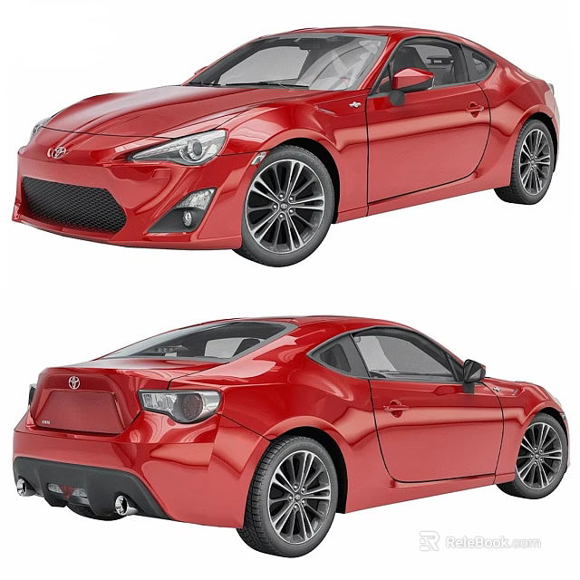 Red Toyota Two Door Sports Car Front And Rear Views 3d model 