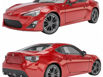 Red Toyota Two Door Sports Car Front And Rear Views 3d model