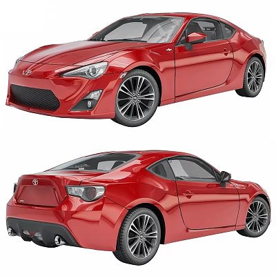 Red Toyota Two Door Sports Car Front And Rear Views 3d model