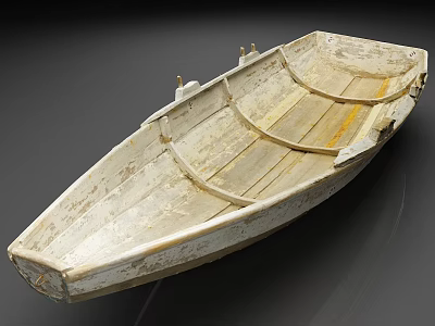 Vintage Wooden Boat With Weathered Planks And Classic Rustic Design 3d model