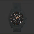 Modern Stylish Watch With Mesh Metal Strap Black Dial And Orange Hands