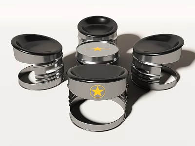 Modern Table And Chair Set With Metal Frames And Yellow Star Accents 3d model