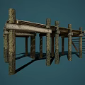 Rustic Wooden Pier Structure With Stairs Planks And Support Posts 3d model
