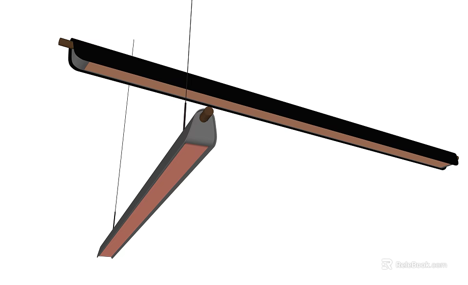 Modern Long Pendant Light With Hanging Design And Wooden Metal Structure 3d model 