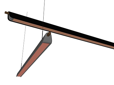 Modern Long Pendant Light With Hanging Design And Wooden Metal Structure 3d model