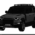 Modern Silver Defender SUV With Roof Rack Large Wheels Front Grille Headlights Design