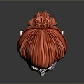 Realistic White Head Mannequin 3D Model With Red Curly Hairstyle Design