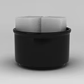 Black Cup With a Single Ice Cube in Simple Minimalist Design 3d model