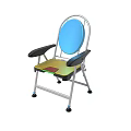 Ergonomic Folding Chair With Blue Backrest Black Armrests And Colored Seat