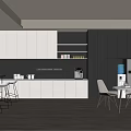 Modern Break Room Interior With White Black Cabinets Coffee Machine And Tables 3d model