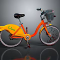 Stylish Orange Bicycle with Black Seat Front Basket and Yellow Fender Featuring Green Cycle Logo