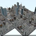 Aerial View Urban Planning Of Modern City With High Rise Buildings And Construction Cranes