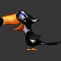 Cute Cartoon Toucan Game or Movie Character With Large Beak Blue Eyes and Orange Claws