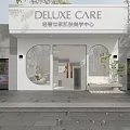 Deluxe Skin Aesthetic Beauty Center Modern Exterior Design With Glass Entrance and Green Plants