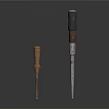 Small And Large Workshop Screwdrivers With Wooden Handles And Metal Shafts