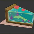Colorful Fish Shaped Cake With Red Floral Decor On White Tray