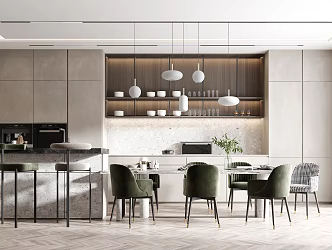 Light Luxury Dining Table and Chair Combination 3d model